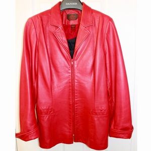 Danier Red Leather Jacket, M